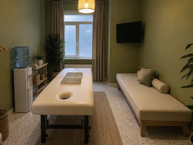 Pencereli, bitkili sakin masaj odası — Akevler, Masaj Salonun